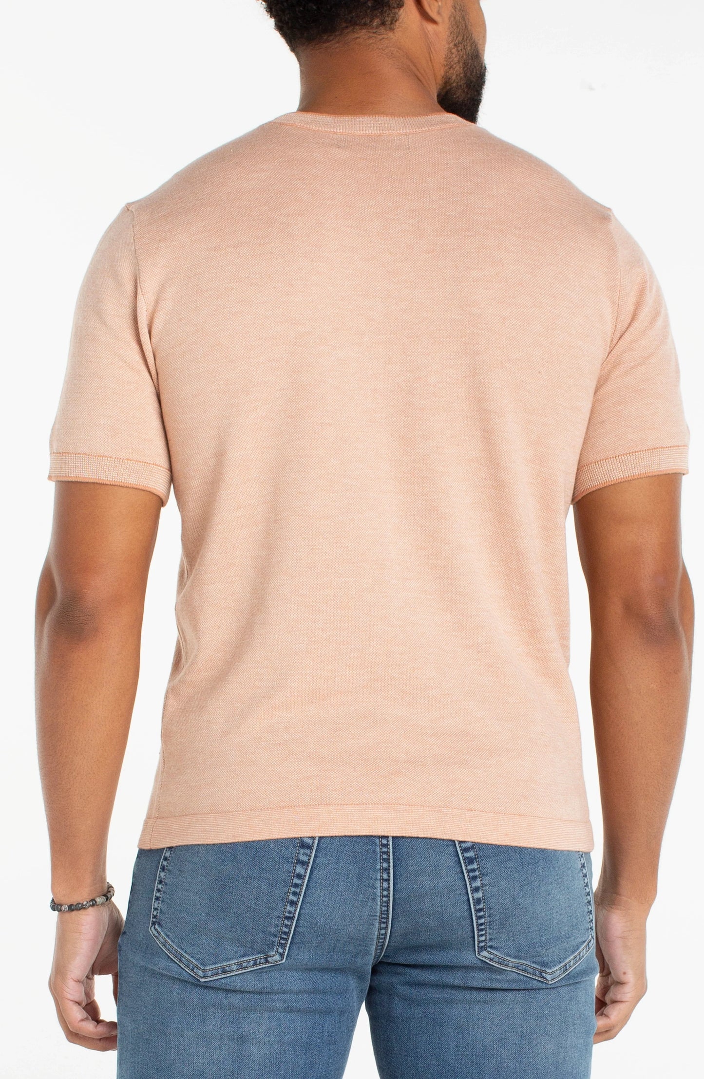 Crew Neck Sweater Tee in Peach | Liverpool