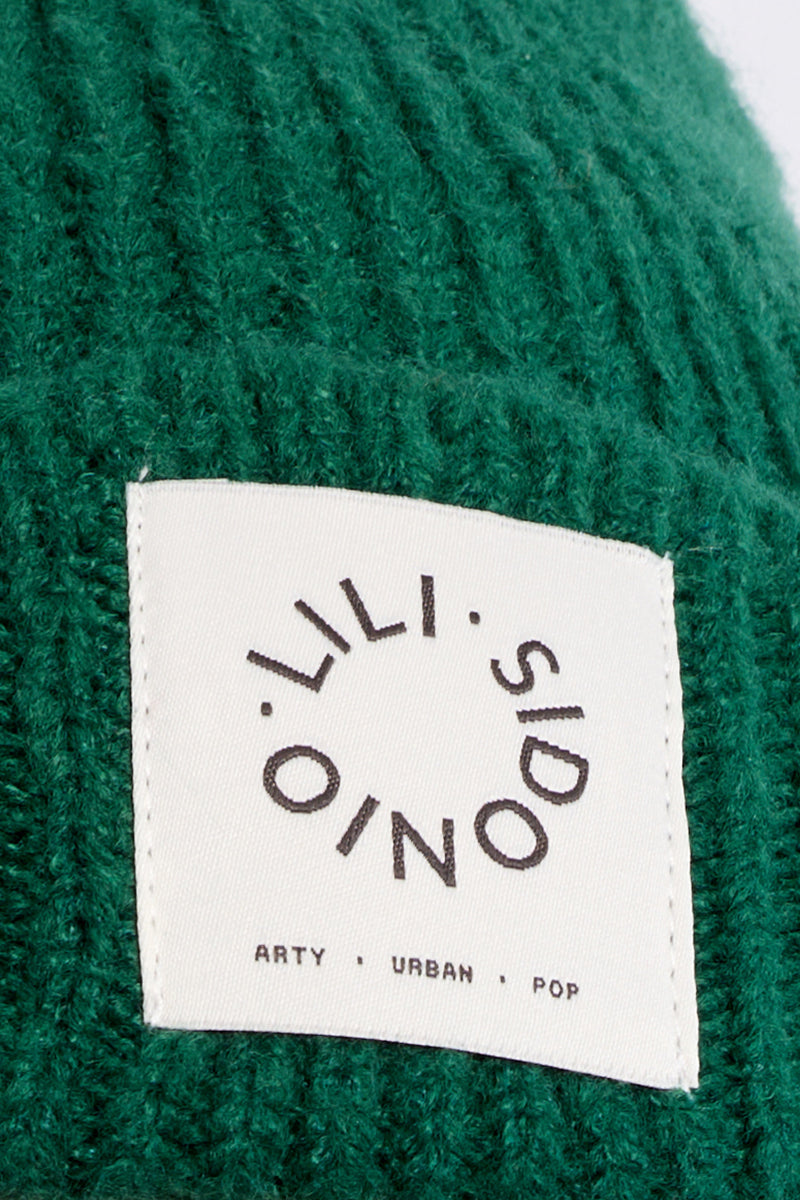 Knit Foldover Beanie in Forest Green