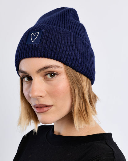 Heart Beanie in Navy Blue