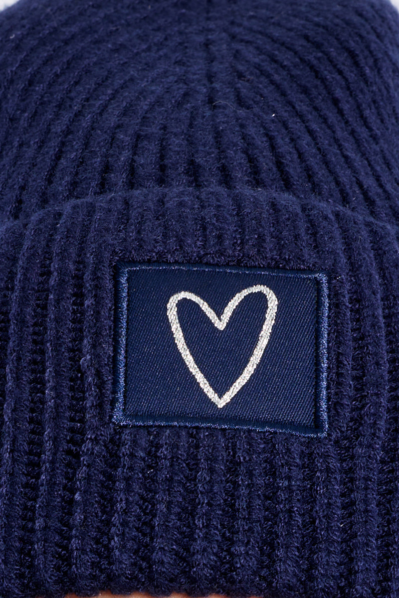 Heart Beanie in Navy Blue