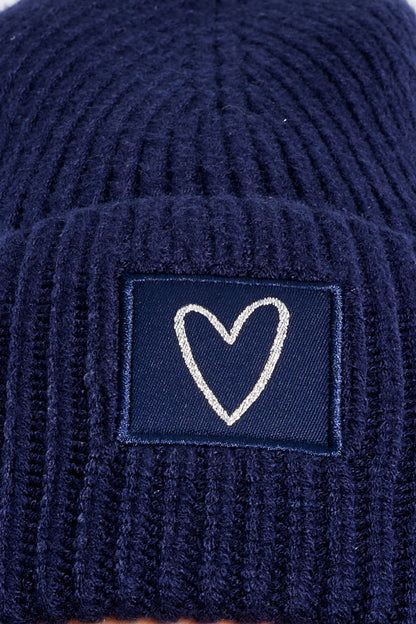 Heart Beanie in Navy Blue