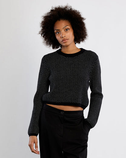 Black & White Cropped Dot Sweater