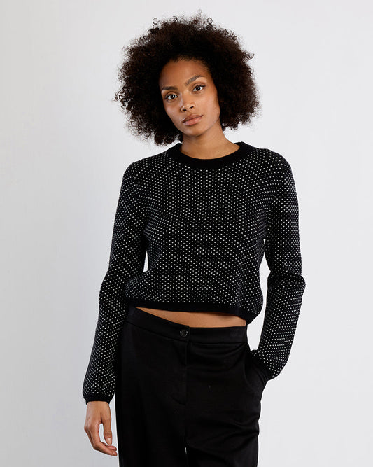 Black & White Cropped Dot Sweater