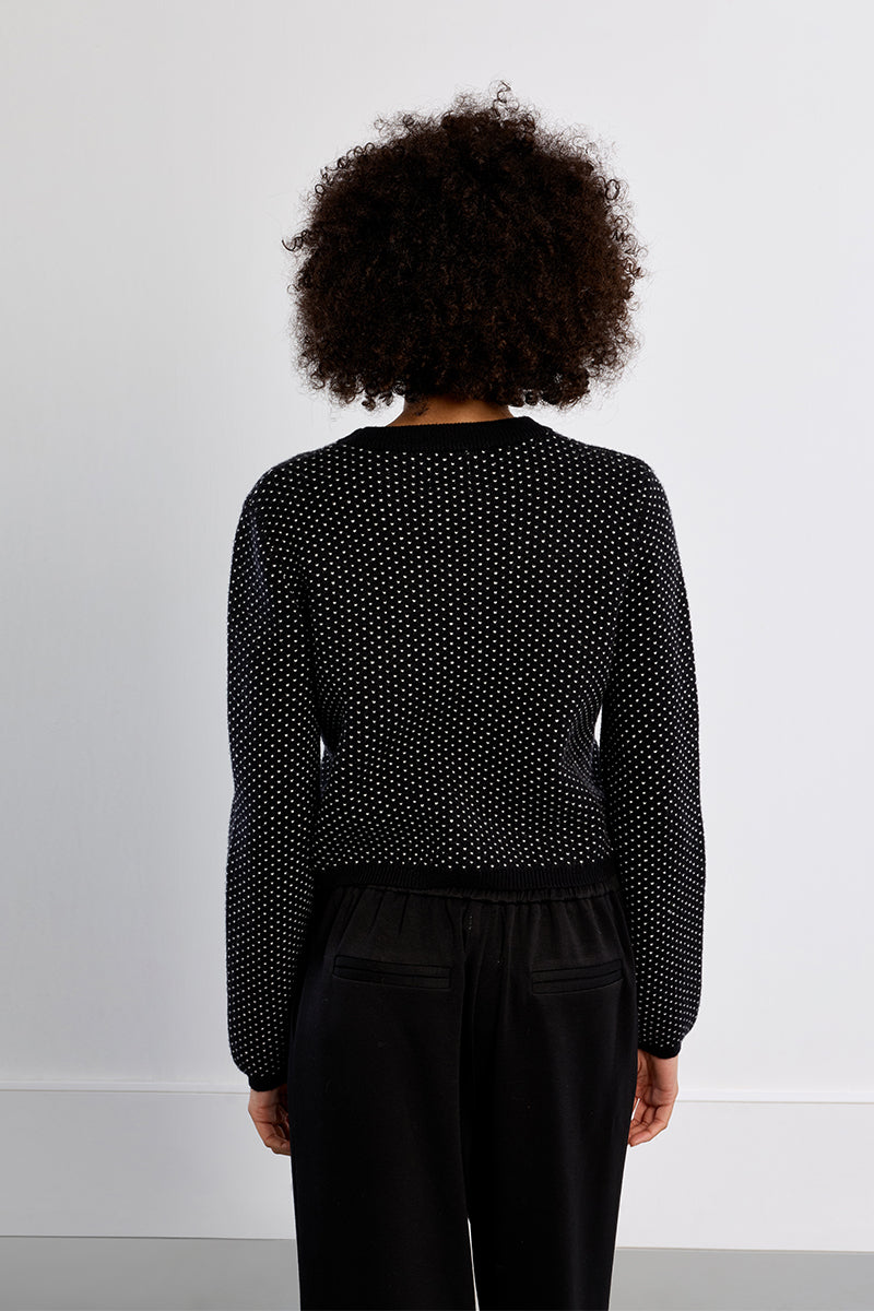 Black & White Cropped Dot Sweater