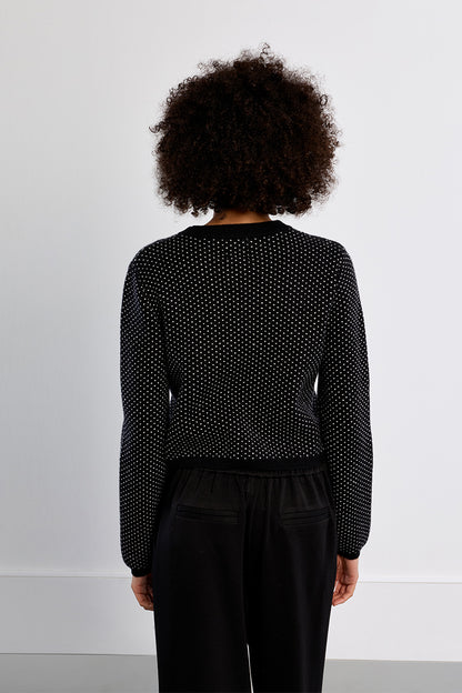 Black & White Cropped Dot Sweater