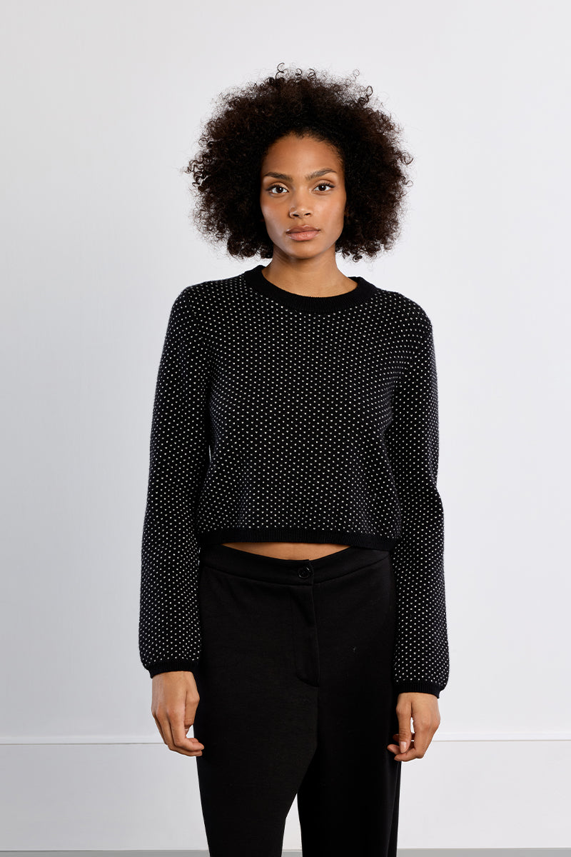 Black & White Cropped Dot Sweater