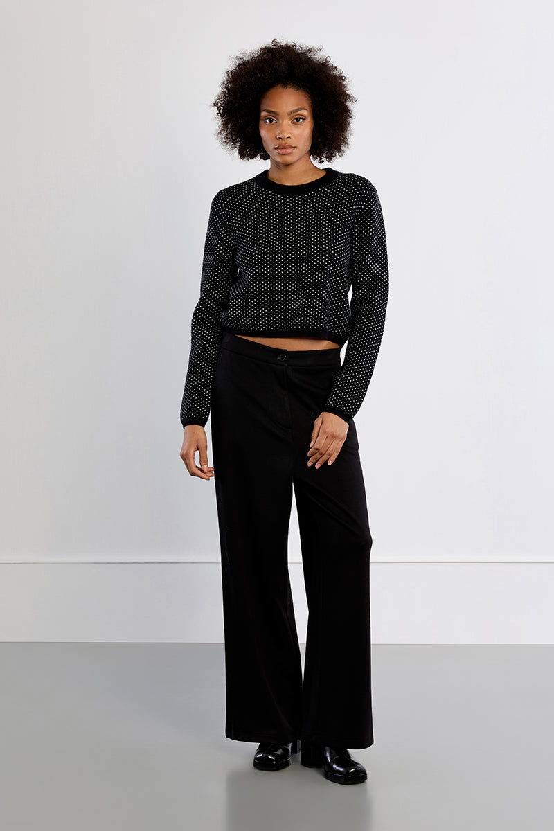 Black & White Cropped Dot Sweater