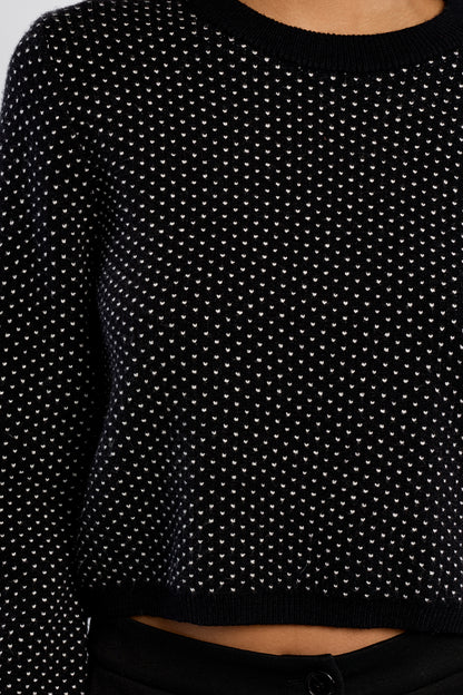 Black & White Cropped Dot Sweater