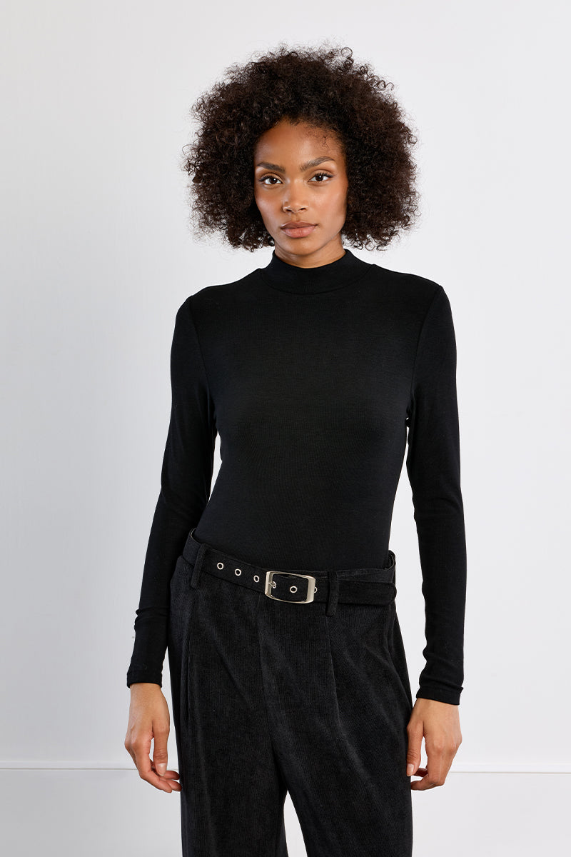 Mock Neck Sweater in Black