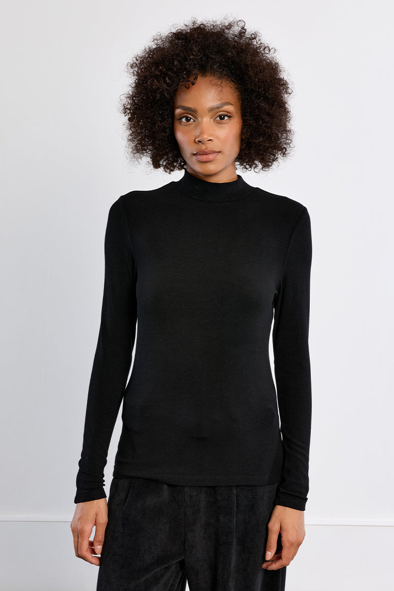 Mock Neck Sweater in Black