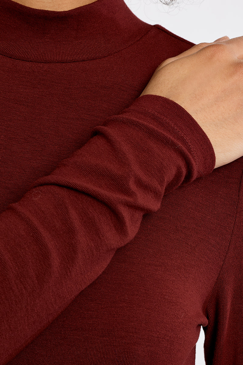 Mock Neck Sweater in Dark Red