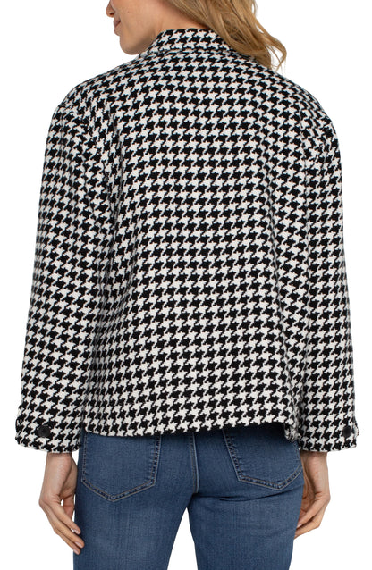 Boxy Shacket in Black & White Houndstooth