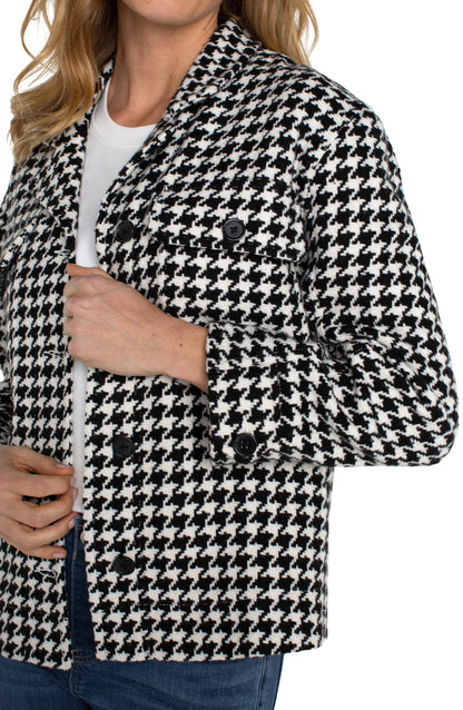 Boxy Shacket in Black & White Houndstooth