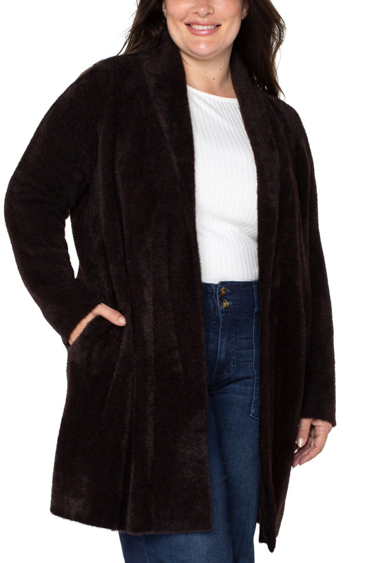 Plus Size Sweater Coat in Mink