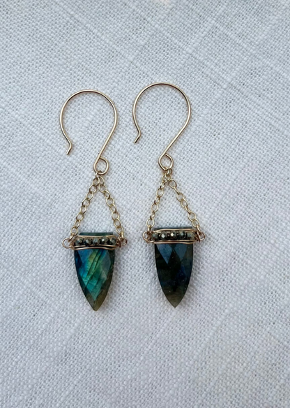 Labradorite & Pyrite Drop Earrings