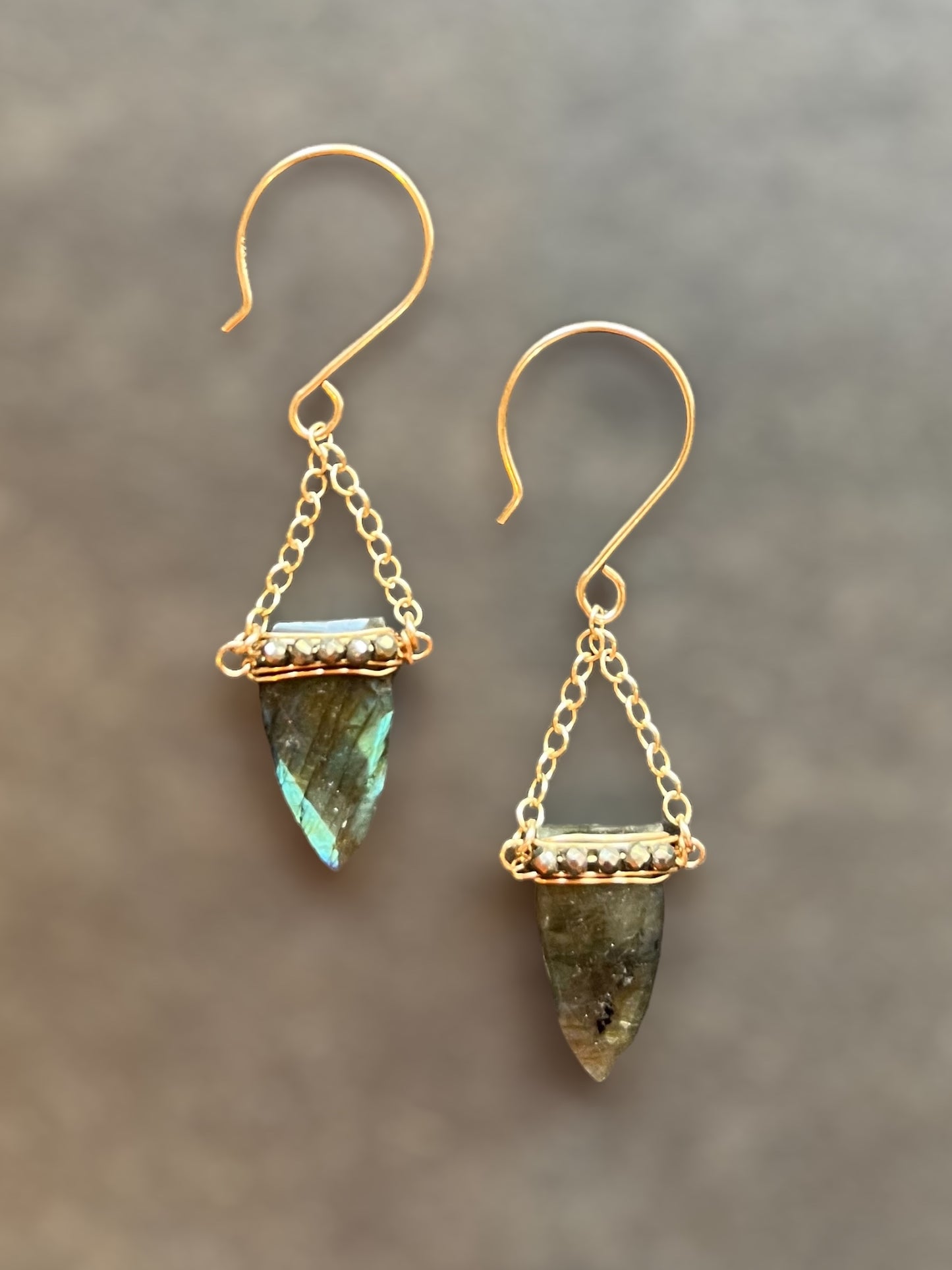 Labradorite & Pyrite Drop Earrings