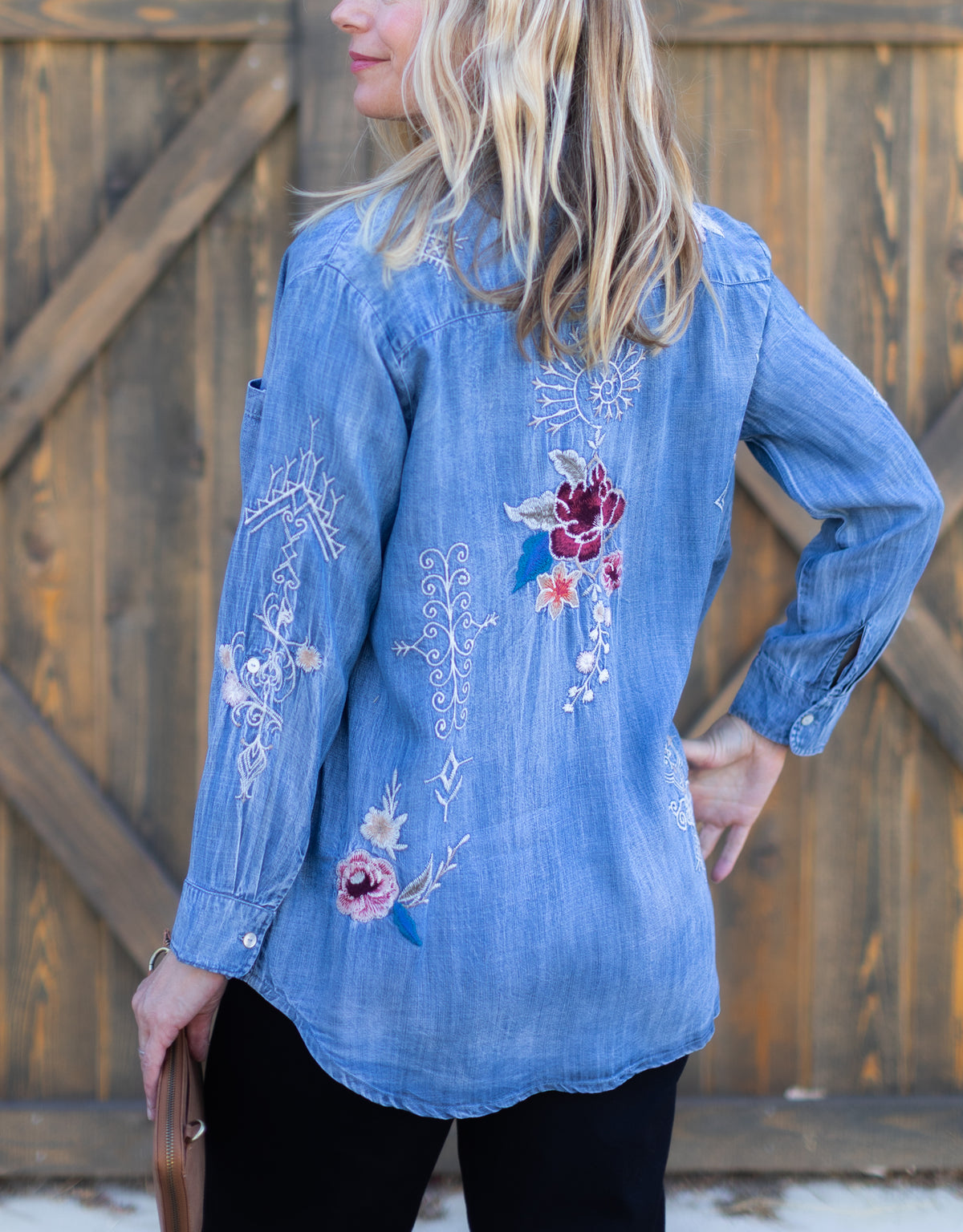 Keke Denim Embroidered Shirt | Caite