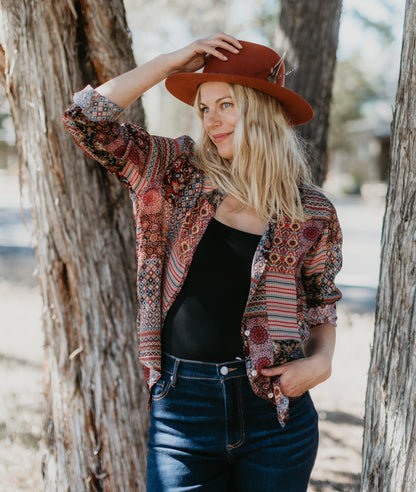Button-Up Blouse in Multi Mix Print | APNY