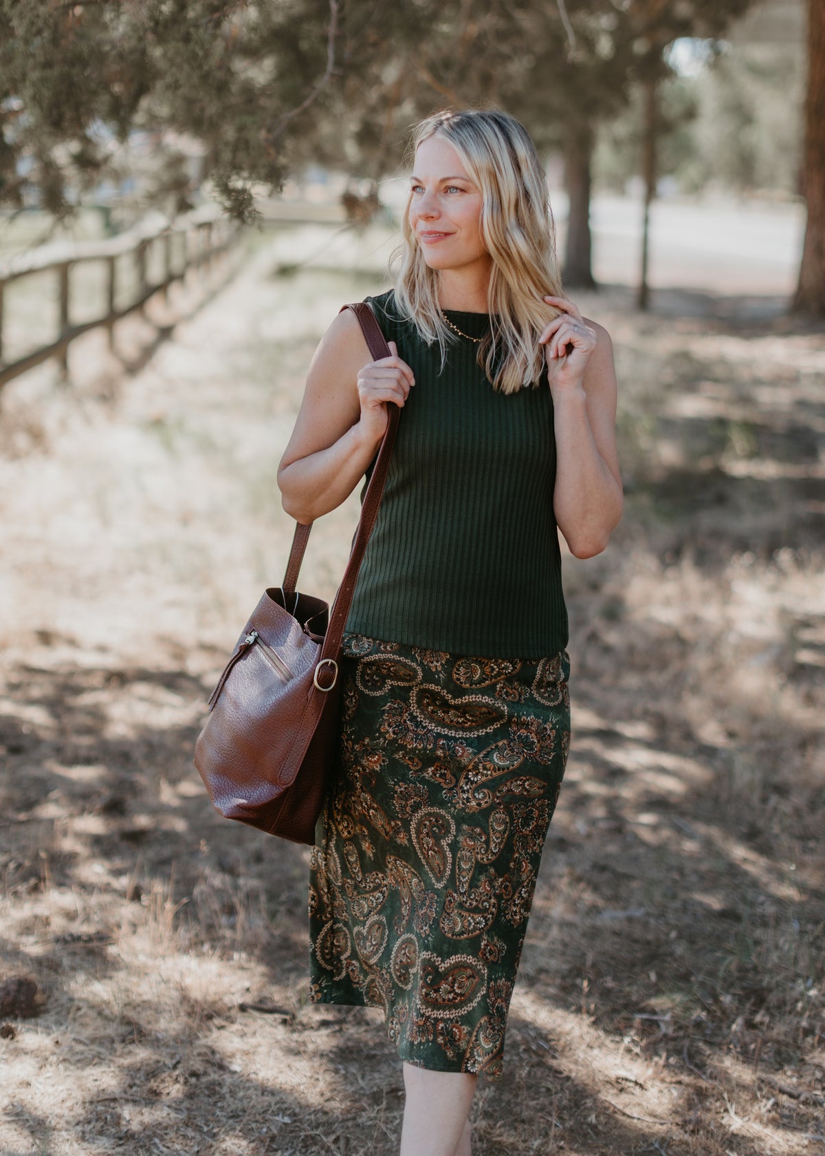 Essential Bias Skirt in Green Paisley | Sanctuary