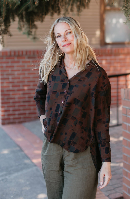 Easy Shirt in Chocolate Sea Glass Print | Cut•Loose