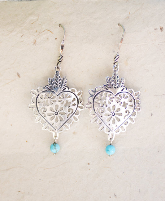 Sacred Heart w/ Turquoise Earrings