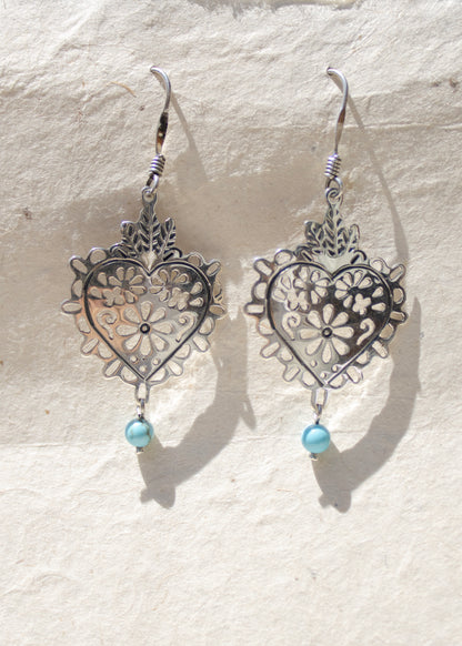Sacred Heart w/ Turquoise Earrings