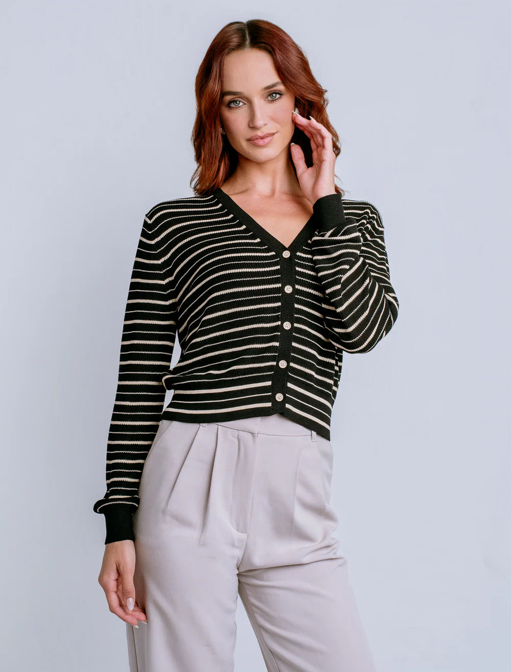 Tira Cardigan in Black Stripe | Kerisma