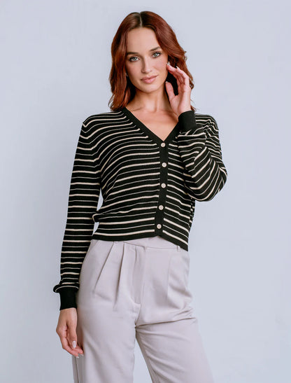 Tira Cardigan in Black Stripe | Kerisma