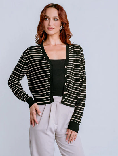 Tira Cardigan in Black Stripe | Kerisma