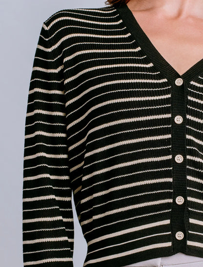 Tira Cardigan in Black Stripe | Kerisma