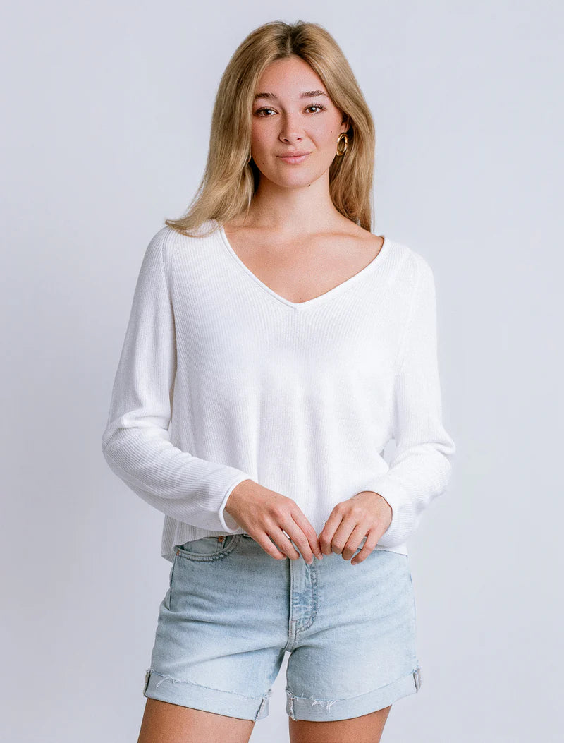 Misu V-Neck Sweater in White | Kerisma
