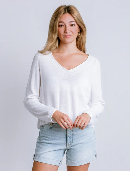 Misu V-Neck Sweater in White | Kerisma