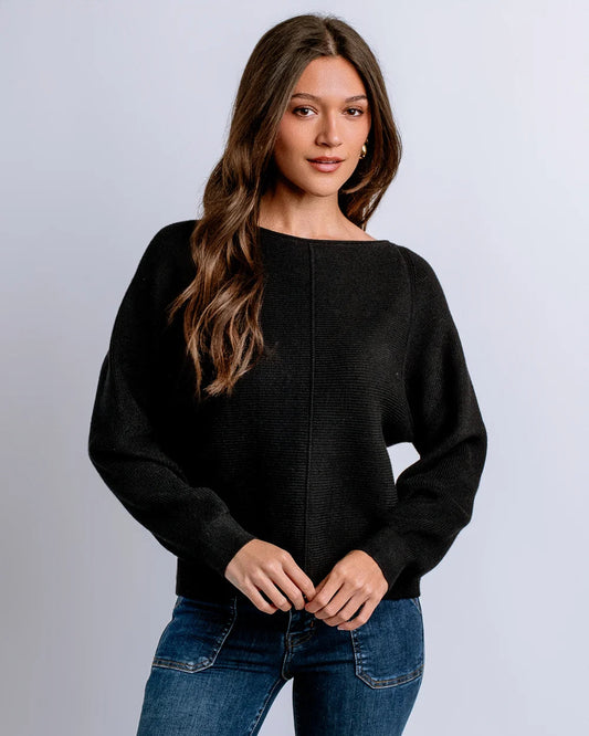 Asima Crew Sweater in Black | Kerisma