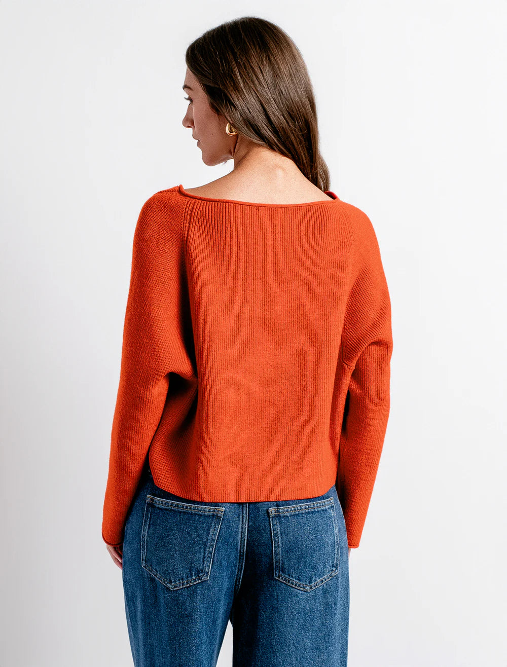 Asima V-Neck Sweater in Pumpkin | Kerisma