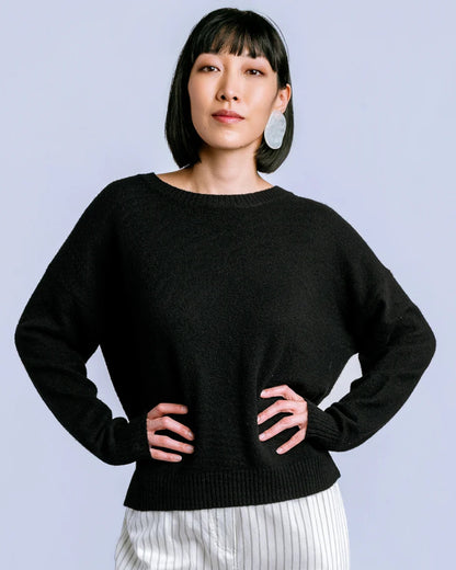 Jacky Crew Sweater in Black | Kerisma