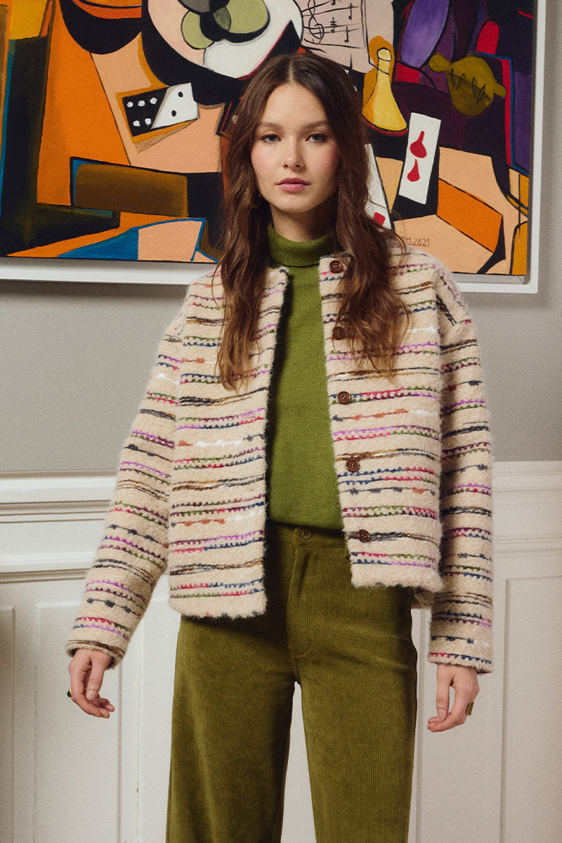 Drop Sleeve Turtleneck Sweater in Green