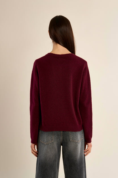 Classic Cardigan in Dark Red