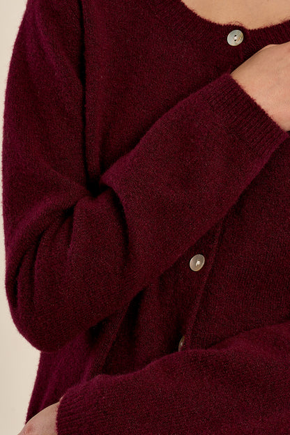 Classic Cardigan in Dark Red