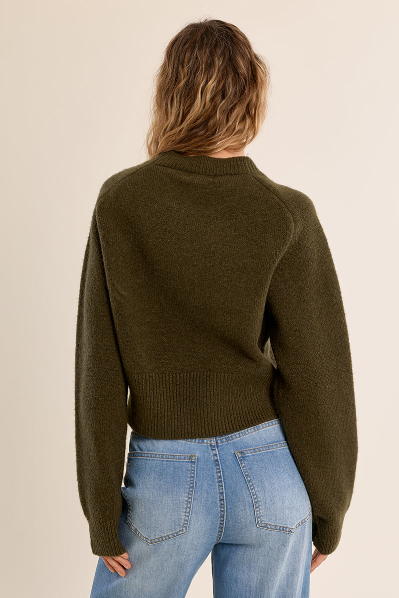 Cozy Crew Neck Sweater in Dark Olive