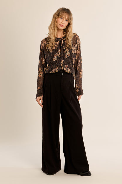 Apolline Blouse in Brown & Gold Floral