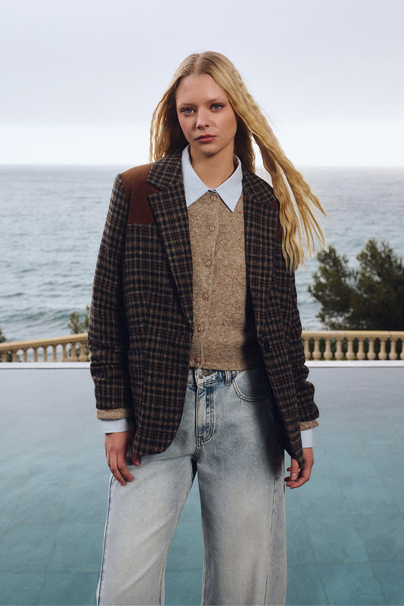 Collegiate Blazer in Brown Plaid