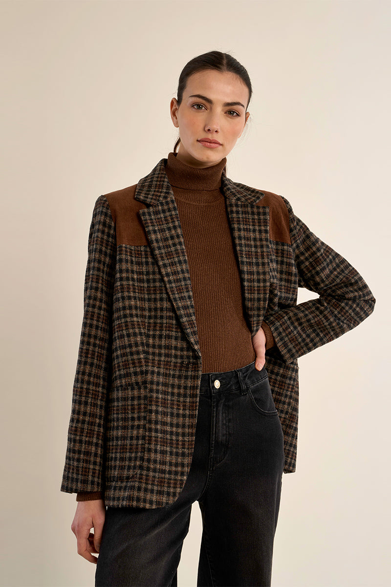 Collegiate Blazer in Brown Plaid