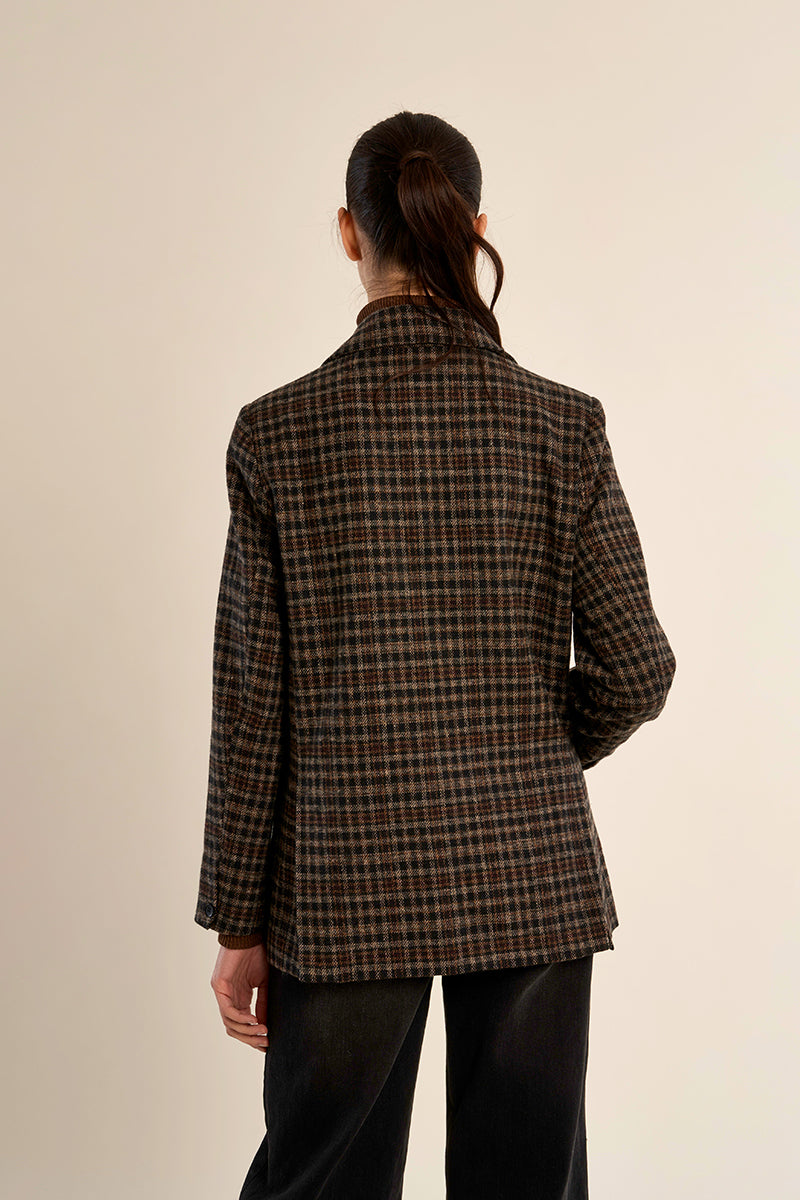 Collegiate Blazer in Brown Plaid
