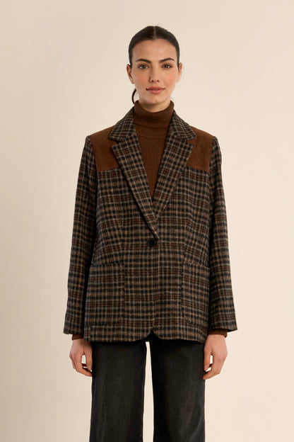 Collegiate Blazer in Brown Plaid