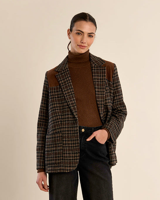 Collegiate Blazer in Brown Plaid