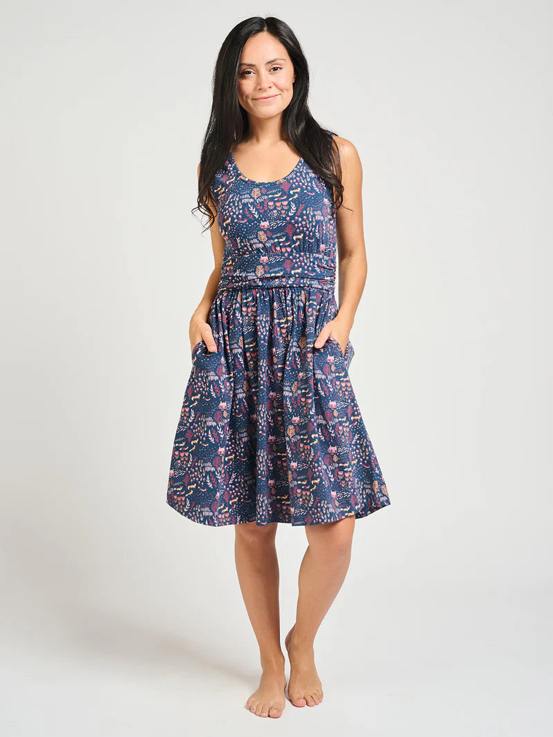 Asheville Dress in Fox Print | Mata Traders