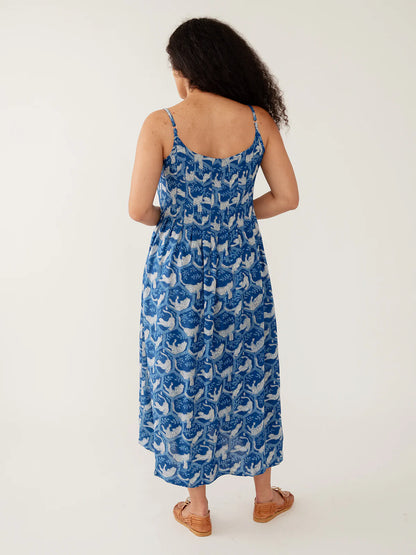 Andrea Dress in Indigo Tiger Print | Mata Traders