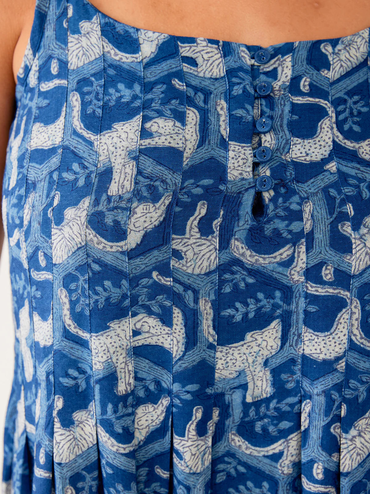 Andrea Dress in Indigo Tiger Print | Mata Traders