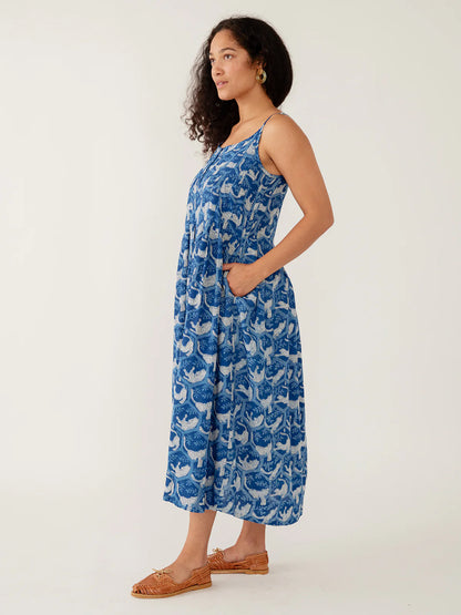 Andrea Dress in Indigo Tiger Print | Mata Traders