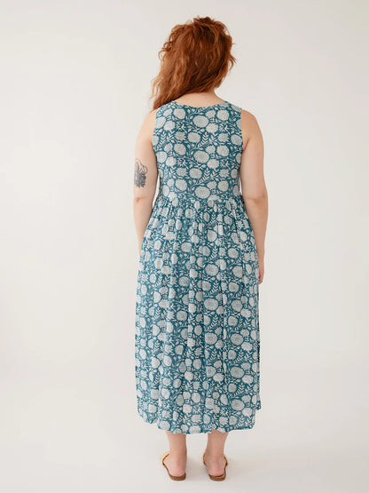 Olivia Dress in Teal Floral Print | Mata Traders
